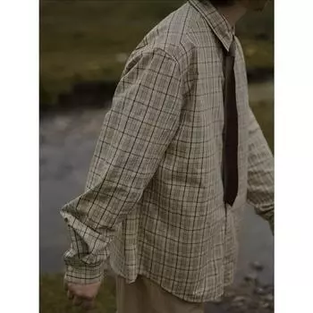 Ohod осень и зима новая японская нейтральная ретро повседневная рубашка с длинными рукавами свободная рубашка в клетку цвета хаки для мужчин M хаки