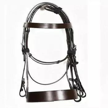 Охотничья уздечка из натуральной кожи с широким носовым ремнем и поводьями для уздечки лошади. Extra Full(Extra Large) чёрный
