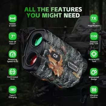 Охотничий дальномер Hawkray 1200 ярдов. Дальномер для гольфа, рыбалка, уличный IP54.