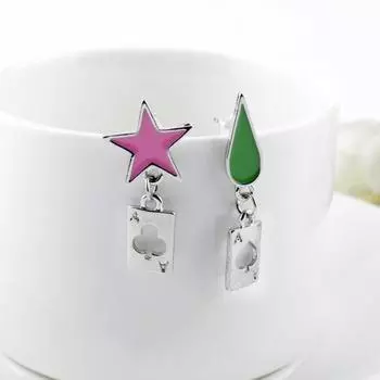 Охотник Аниме Косплей Покер Джокер Серьги-гвоздики для Хисока Ювелирные Аксессуары золотистый