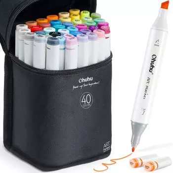 Ohuhu Иллюстрация 40 41 Толстый и тонкий маркер Professional Art Color Серия Oahu Маркеры, цвета, детали, концы, ручки, б/у, комиксы, алкоголь,