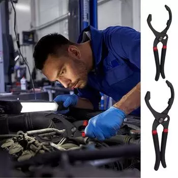 Oil Filter Pliers Motorcycle Oil Filter Wrench Adjustable Heavy Duty 10in/12in Tough Serrated Jaws Portable Oil Filter Opener