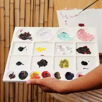 Oil Paint Kids Children Adults Plastic Drawing Tray Art Palette Pallet Painting Tool Pigment Box белый