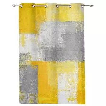 Oil Painting Abstract Geometric Yellow Window Curtains Home Decor Living Room Curtains Bathroom Bedroom Window Drapes 135W x 60H(cm)