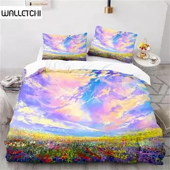Oil Painting Duvet Cover Art Microfiber Landscape Romantic Comforter Cover Bedding for Kids Teen Adults Bedrooms Decorated EU single(135x200cm)