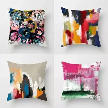 Oil Painting Graffiti Pillowcase Office Living Room Car Ornaments Home Pillowcase 40x40cm