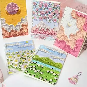 Oil Painting Series Loose-leaf Notebook Writing Pads Line Handbook Coil Notepad Students Gift style E