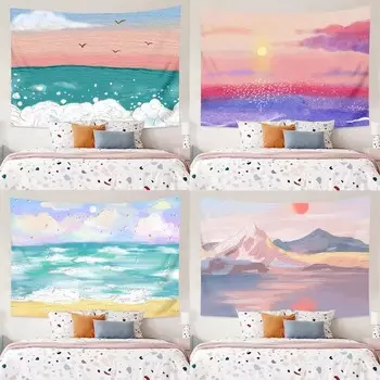 Стиль масляной живописи Простой фон Гобелен Украшение стены дома Гобелен Спальня Гостиная Гобелен 100x75cm