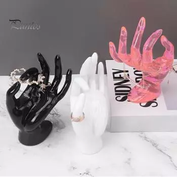 OK Жест Держатель для ювелирных изделий в форме руки Современный сверхмощный пластиковый настольный ожерелье Кольцо Браслет Органайзер для шоу Стойка-стойка чёрный