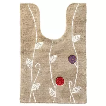 OKA Etofu Toilet Mat 105cm x 70cm Beige Washable Stylish Ear Approx. (Nordic Long)