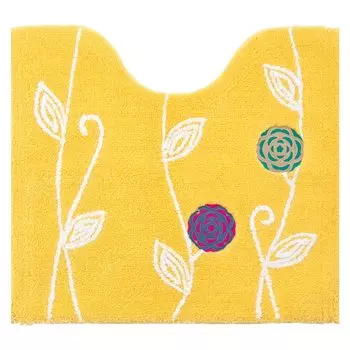 OKA Etofu Toilet Mat 57cm x 62cm Yellow Washable Approx. (Nordic Stylish)