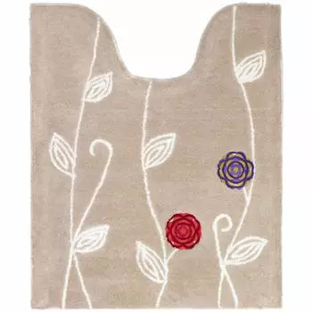 OKA Etofu Toilet Mat 75cm x 63cm Beige Washable Approx. (Nordic Stylish)