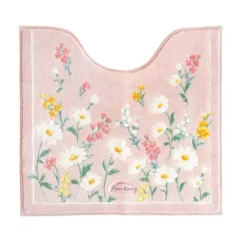 OKA Fleur Blanc Toilet Mat Regular 55cm x 60cm Pink Floral Approx. (Washable, Pattern, Feminine)