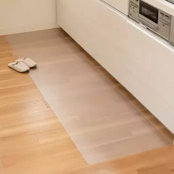 OKA Прозрачный кухонный коврик 60 x 240 см толщиной 1 мм, моющийся, из ПВХ, прозрачный, совместимый с подогревом пола, защитный коврик с тиснением, поддающийся резке чистый
