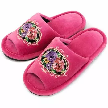 OKA Slippers Pink Foot Size Up to 25cm Chenille Rose Approx. (Elegant Gorgeous)