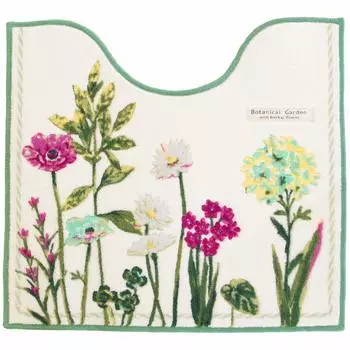 OKA Toilet Mat Green 55cm x 60cm Botanical Garden Approx. (Plant Natural)