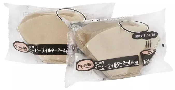 Okabe Coffee Filter for 2 to 4 Made in Trapezoidal Easy to Ear 100 2 Total of 200 Pieces Cups, Japan, Dripper, Exclusive, Unbleached, Brown, Open,