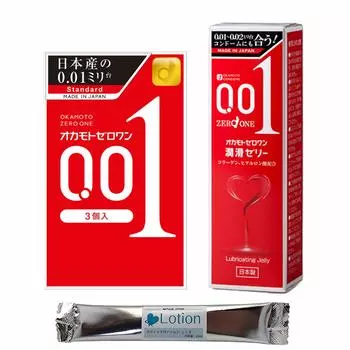 Okamoto Zero One 001 of Okamoto Zero One Lubricating Jelly Set with 1 Stick Lotion Okamoto Condom Set Condom Contraceptive Skin Adult Sack Lotion