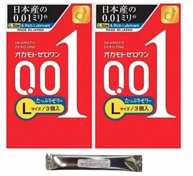 Okamoto Zero One L размер много желе 3 шт x 2 шт 1 палочка лосьона в комплекте 0,01 мм +