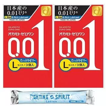 Okamoto Zero One L размер много желе 3 шт x 2 шт 1 лосьон для борьбы включен 0,01 мм +