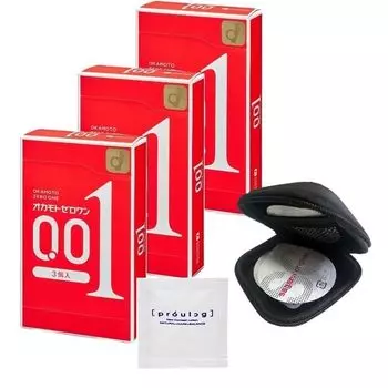 Okamoto Zero One размер M 3 шт. Оригинальный чехол для презерватива Pepe Lotion Prologue 5 мл [Набор 3] 0,01 мм + +