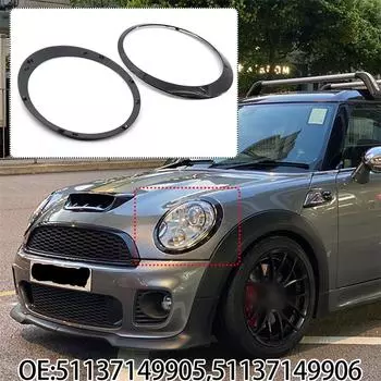 Окантовка фары левая+правая для Mini Cooper R55 R56 2007-2015 глянцевый черный