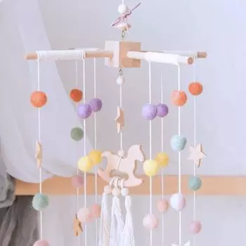 Okawari Home Bed Merry Baby Merry Скандинавский стиль Мобильный деревянный ручной работы колокольчик ветра Детская кровать Подвесной тип Детская кровать Украшения Инструменты для фотосъемки