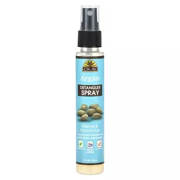 Okay Pure Naturals, Аргановый спрей для распутывания волос, 2 жидких унции (59 мл)