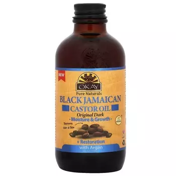 Okay Pure Naturals, Черное ямайское касторовое масло с аргановым маслом, оригинальное темное, 4 жидких унции (118 мл)