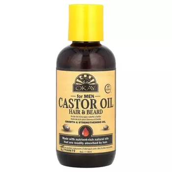 Okay Pure Naturals, Касторовое масло, для волос и бороды, для мужчин, 4 унции (118 мл)