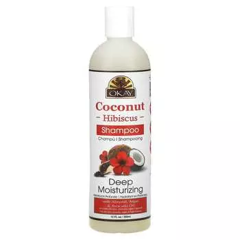 Okay Pure Naturals, Кокосовый гибискус, глубоко увлажняющий, шампунь, 12 жидких унций (355 мл)
