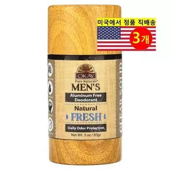 Okay Pure Naturals Мужской дезодорант без алюминия натуральный, 3 упаковки, 85 г