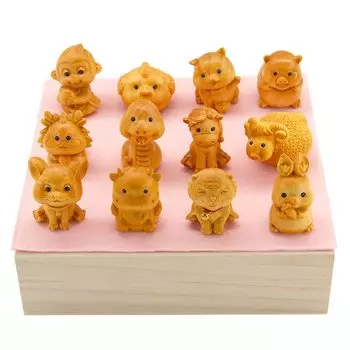 OKBABY Фигурка зодиака деревянная резная зодиакальная павловния набор в коробке