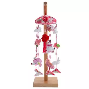 OKBABY Hanging Hina Hina Hanging Decoration Hanging Decoration with Natural Wooden Stand Height 44cm Cute Hina Hina Hanging Usafuku Peach Festival