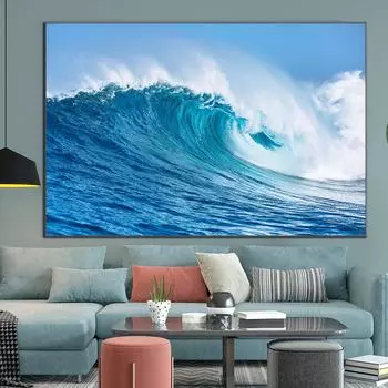 Океан Гигантские волны Пейзаж Плакат Современный Синий Вид на море Настенная Живопись Холст Картина Печать Гостиная Домашний Декор Картина Прибой Cuadros 21x30cm No Framed