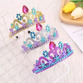 Океанская морская звезда, Русалка, повязка на голову принцессы со стразами, Корона принцессы, вечерние повязка для волос, детский праздничный обруч на голову, аксессуары для головных уборов фиолетовый