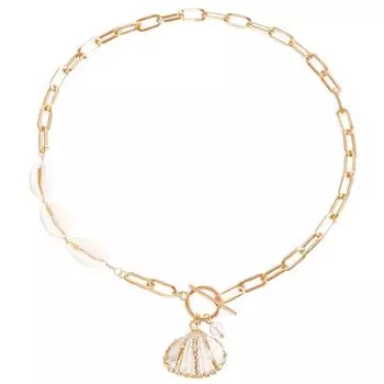Океанская серия Пляжный ветер Сексуальное ожерелье с подвеской в виде ракушки Женское Премиальное чувство От Пряжка Сращивание Ключичная цепочка золотой