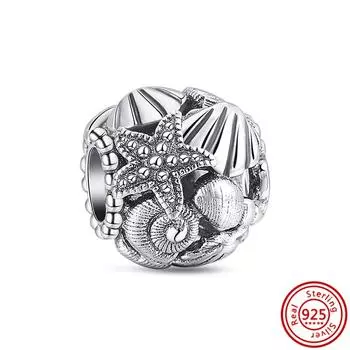 Океанская Серия Шармы Моллюски Морские коньки Краб Корабль Модные Бусины Подвеска Подходит для Оригинального Браслета-Подвески Для Женщин Изысканный Циркон