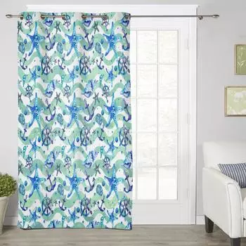Океанская звезда, морская жизнь, якорь, морская жизнь, современные шторы для гостиной, спальни, кухни, шторы, занавески 135W x 60H(cm) x1