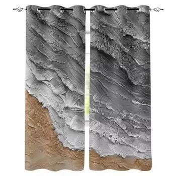 Океанские волны песчаный пляж темно-серый градиент затемняющие шторы для гостиной спальни оконные шторы домашний декор W135 x H60cm