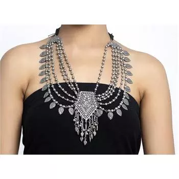 Окисленное черное польское многослойное афганское этническое модное ожерелье в этническом стиле, ювелирные изделия для женщин и девочек