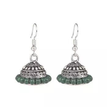 Окисленные посеребренные традиционные серьги из бисера ручной работы Jhumka для девочек и женщин