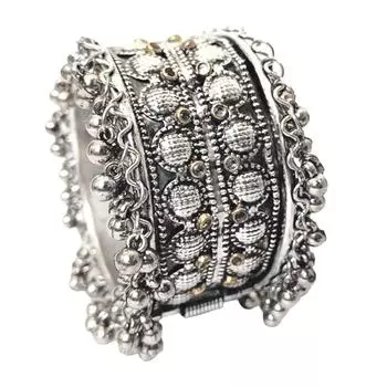 Окисленный антикварный регулируемый браслет Kundan Kada для женщин и девочек