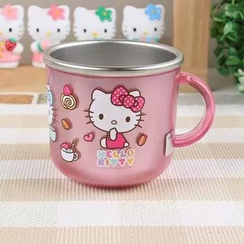 Okiti Hello Kitty Cutie Прозрачная нескользящая чашка из нержавеющей стали 9804, один предмет, 1 шт.