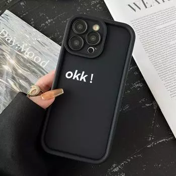 OKK Fashion Text Design Couple силиконовый чехол для телефона iPhone 15 14 13 12 11 Pro Max XS Max X XR 7 8 15 Plus SE 2020 защита объектива камеры мягкий чехол iPhone 15 белый