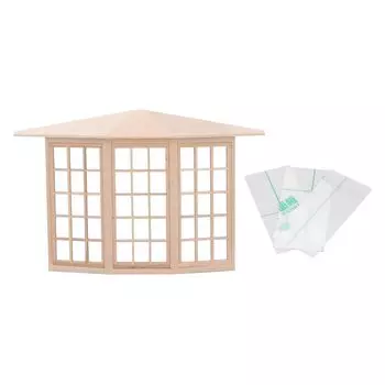 Окно эркера для кукольного домика с наклейкой на окно Изысканное деревянное угловое окно своими руками для кукольного домика 1/12