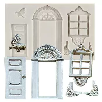 Окно, дверная рама, граница, силиконовая форма, птицы, форма для помадки, конфеты, шоколад, мастика, формы для выпечки, кекс, топпер, инструменты для украшения свадебного торта