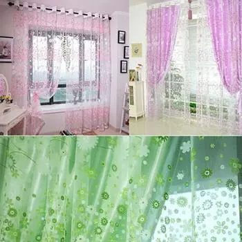 Окно Sheer Valance Цветочный занавес Спальня Главная Комната Свадебная вечеринка Декор зелёный