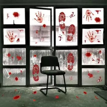 Окно Ванная комната Тень Стекло Наклейка на стену Хэллоуин Декор Хэллоуин наклейки ужас кровь рука нога печать наклейки на дверь AFH1232 35G 20X30cmX2pcs