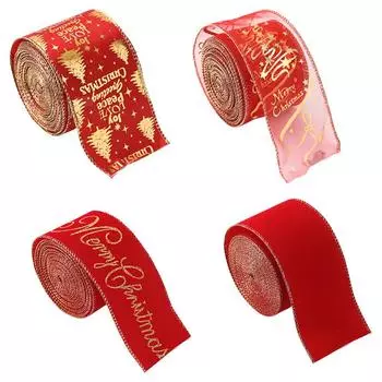 Около 2 м длинные рождественские ленты красные зеленые горошек проволочная лента с краем веселые рождественские мешковины ленты поделки ленты для рождественского банта as the picture